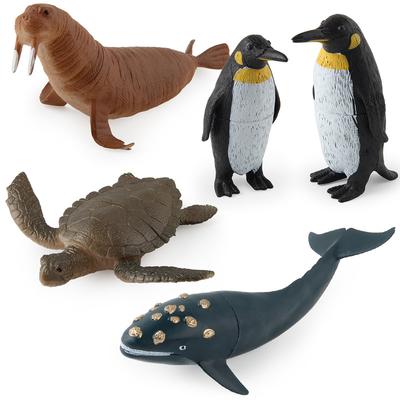Children'S Cognitive Toy Simulation Model 6-Piece Set Of Marine Creatures, Sea Turtles, Seals, Penguins, Ornaments, Dolls Can Be