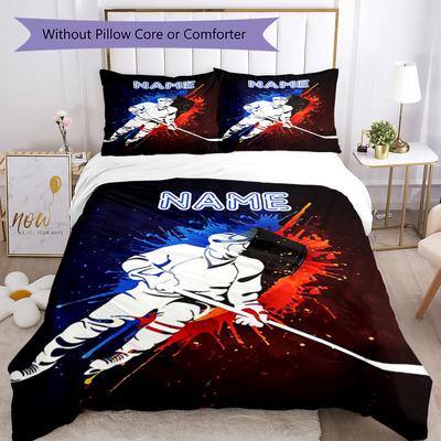 Hockey88 Customize Your Name Bedding Set Breathable Duvet Cover With Pillowcases Decorative Bed Linen For Bedroom Home Decoration Birthday Gift