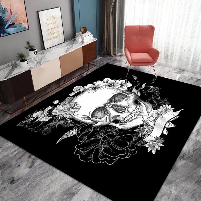 Halloween Crystal Velvet Horror Pumpkin Carpet Living Room Coffee Table Mat Bedroom Bed Blanket Bathroom Non-Slip Mat