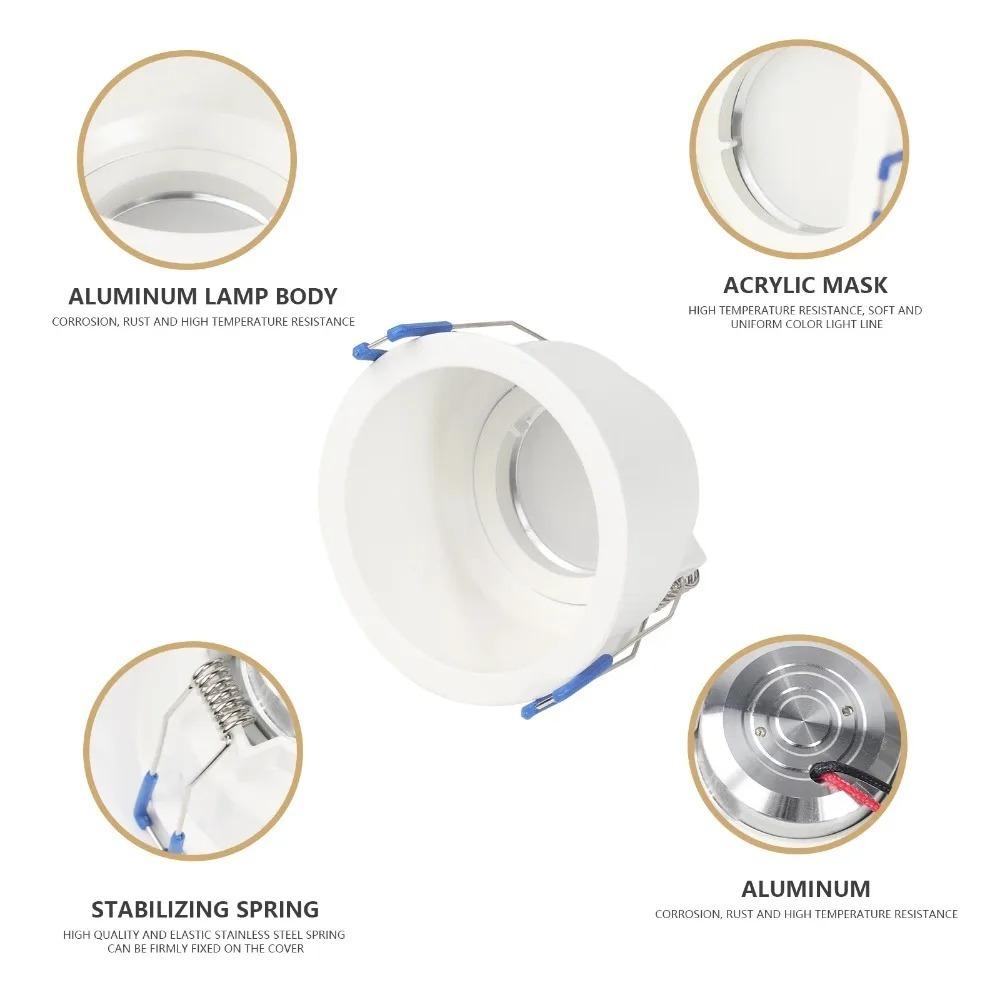 Square Round Recessed Spotlight Mounting Frame MR16 GU10 Downlight Ceiling Lighting Fixture for Home Black White Spot Light