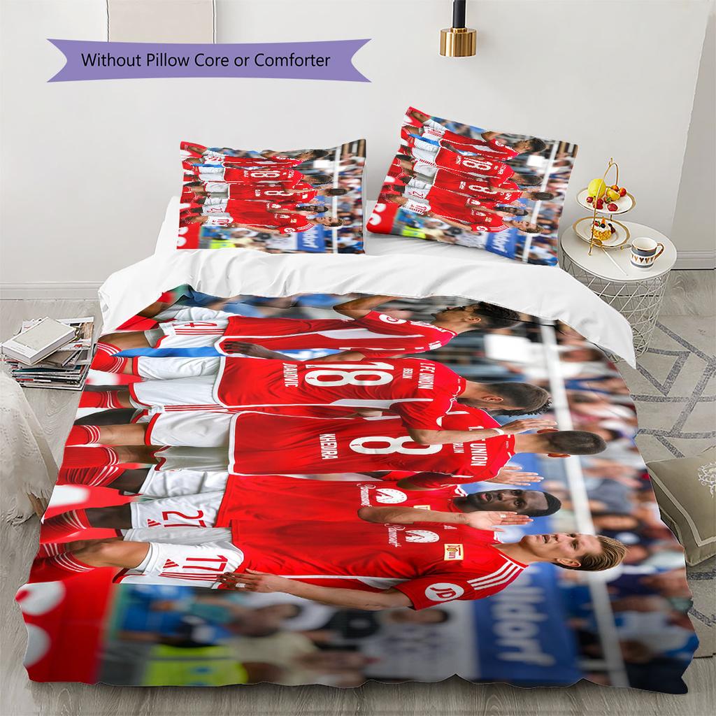 Union Berlin Players Pattern Bedding Home Decoration Birthday Gift ( 1 Duvet Cover + 2 Pillowcase, Without Core),fan Merchandise.