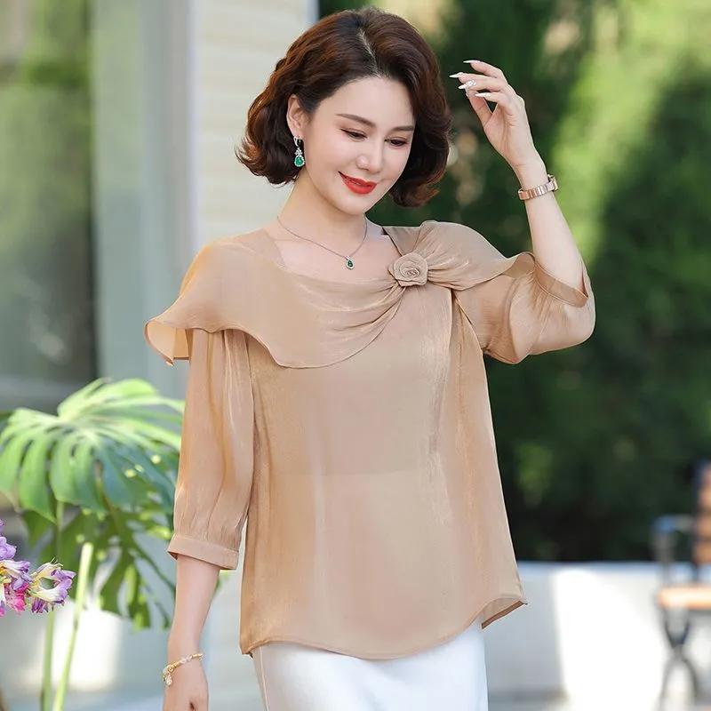 Женская летняя шифоновая блузка с оборками у воротника XL