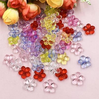 20/40/60 stücke Für Halskette Ohrringe DIY Schmuck Zubehör Lose Perlen Handgemachte Material Spacer Blume mit Loch 14mm Herstellung Acryl