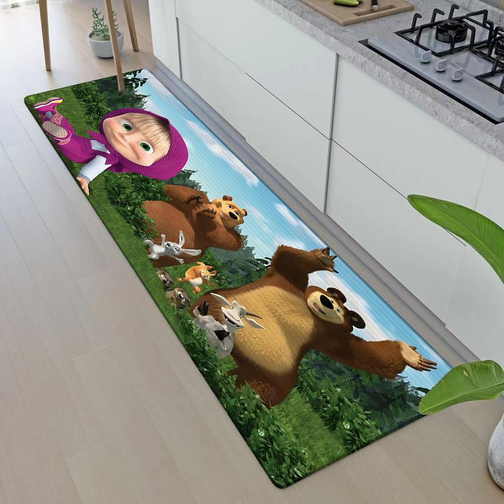 Entrance Front Door Doormat M-Masha And The B-Bears Non-slip Kitchen Rug Living Room Rugs Balcony Bathroom Foot Mat Floor Mats