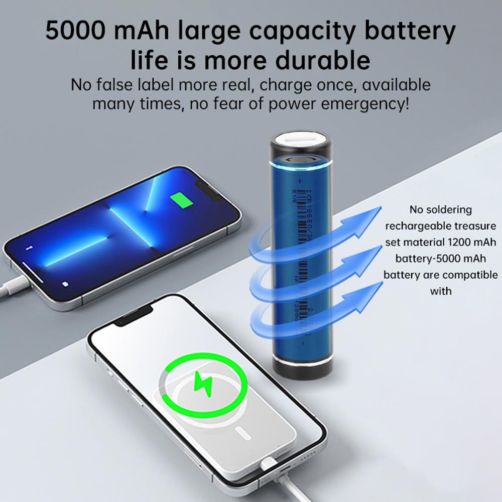 DIY Mobile Power Shell 18650/21700 Charge Power Box 5V/2A Type-C Fast Charging Cylindrical Aluminum Welding-Free Power Bank Case