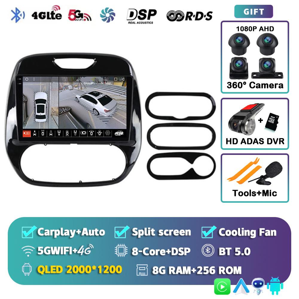 Android 14 Carplay Auto Car Radio For Renault Kaptur Captur 2016 2017 2018 2019  Multimedia Player Stereo 4G GPS DSP 360 Camera
