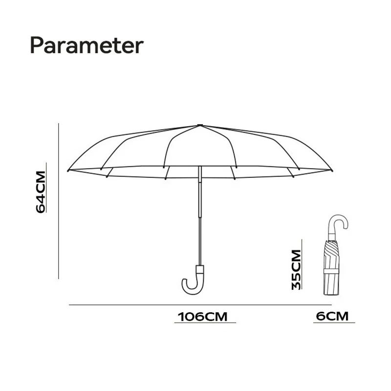 Luxury Big Golf Umbrella Woman Men Rain Waterproof, Folding Automatic Umbrella Windproof Strong,10 Ribs, Wooden Handle