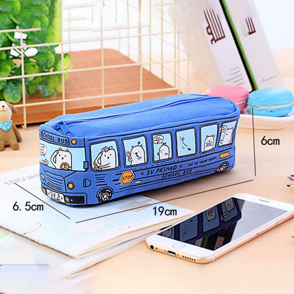Kreativní kreslený velkokapacitní autobus sáček na tužky Pouzdro na tužky do auta sáček na tužky pro studentský autobus Roztomilá verze sáčku na tužky