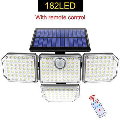 2023 Upgraded Solar Lights Outdoor Wall Lamp with Adjustable 4 Heads Security Flood Light IP65 Waterproof with 3 Working Modes for Yard
