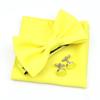 Einfarbiges Herren-Fliege-Taschentuch-Manschettenknopf-Set aus Polyester, Schmetterling, Hochzeit, Party, Abendessen, Zubehör