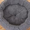 Rundes Warmes Katzenbett Haus Canvas Streifen Kissen Katzenschlafmatte Haustierbett Sofa Matten Samt Hundebetten