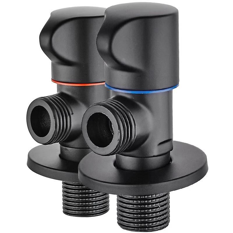 Valvola ad Angolo in Ottone Nero Valvola di Controllo Acqua Valvola a Gomito Rubinetto Bagno Valvola Acqua 1/2*1/2 Valvole ad Angolo Nere