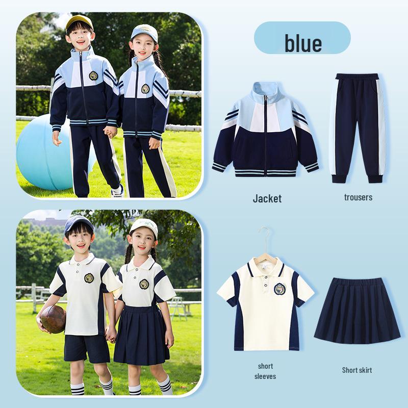 Spring & Autumn Primary School Uniform Set: Kindergarten to College Style 3-Piece Class & Sports Attire for Kids