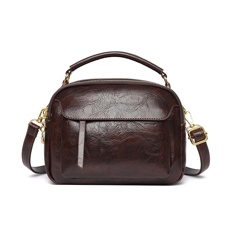 

Vintage Oil Wax Ladies Women Shoulder Crossbody Bags Female Tote Bag Designer Multiple Pockets Handbags Sac A Main 24cm 12cm 18cm