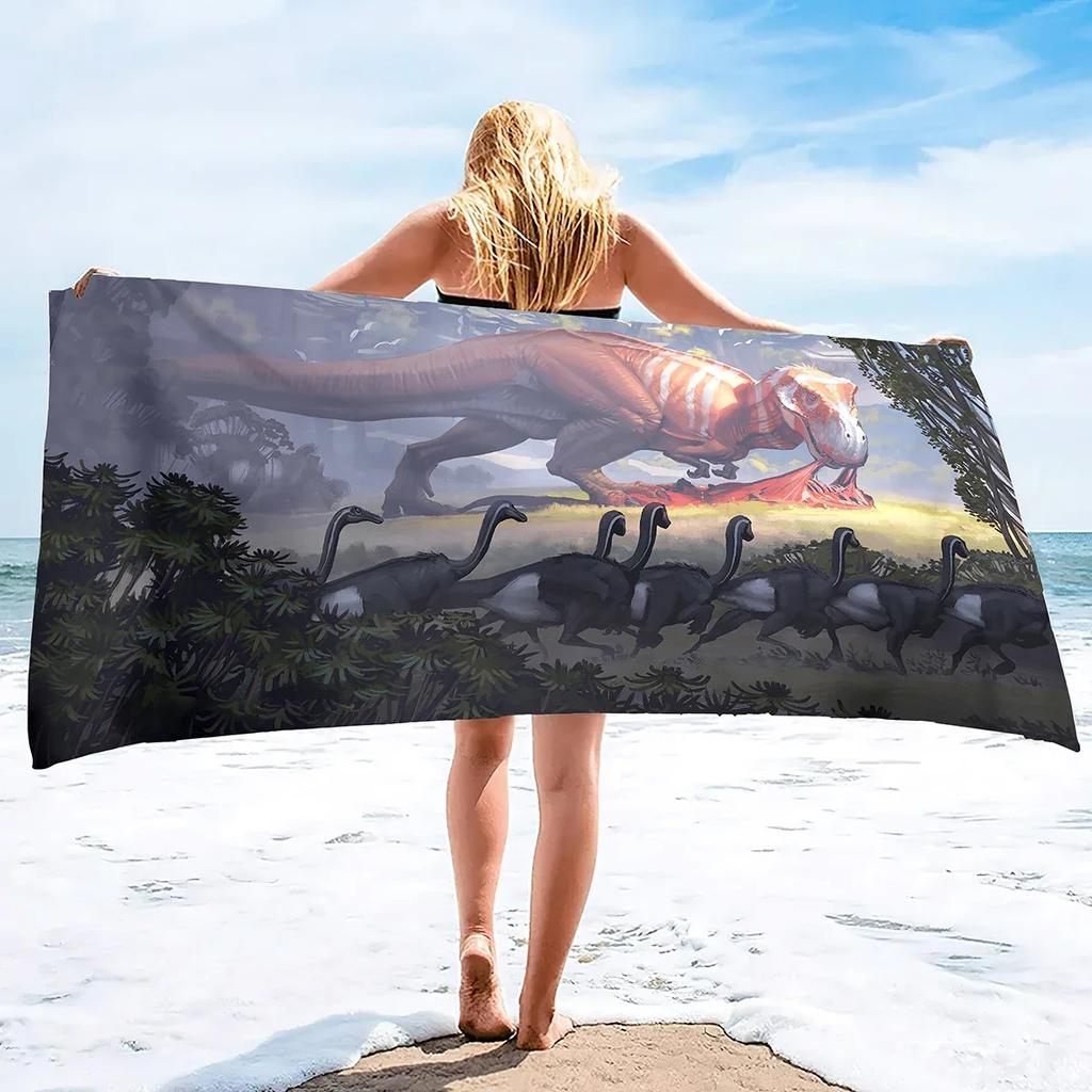 Dinosaur Beach Towel Watercolor Camping S for Boys Kids Quick Dry Ultra Absorbent Super Soft Blanket Pool