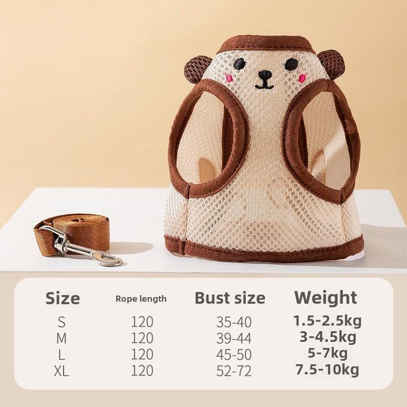Summer Grid Breathable Leash Dog Chest Strap Vest Type Anti-bite Dog Chain Rope Dog Rope Pet Chest Back