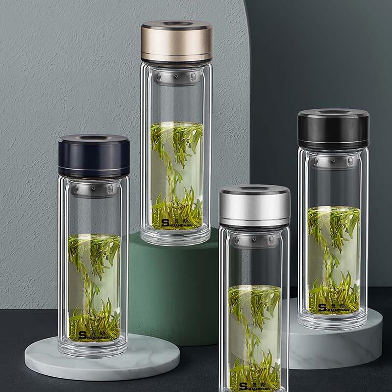 Shuanghan Double-Layer Tea Infuser Glass Bottle
