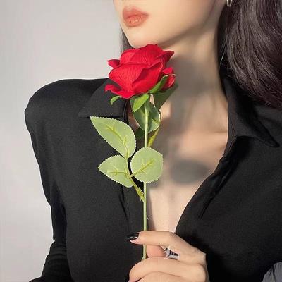 Artificial Rose, Single Velvet Rose, Fake Bouquet, Home Decoration, Table Flower Arrangement, Dried Flower Decoration