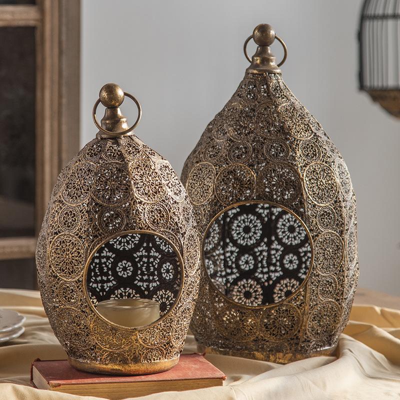 Vintage Iron Scroll Candle Holder Romantic Hollow Carved Home Decor for Living Room Wedding Party Atmosphere Set