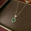 Colorful Zircon Heart Necklace - Japanese Korean Style, Cute Peach Heart, Fresh Temperament Clavicle Chain for Women