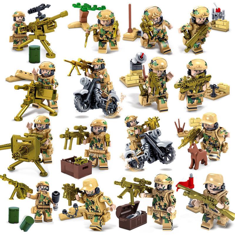 Building Block Military Minifigures Police Special Forces Minifigures Assemble Toys Year-Old Boy Birthday Model
