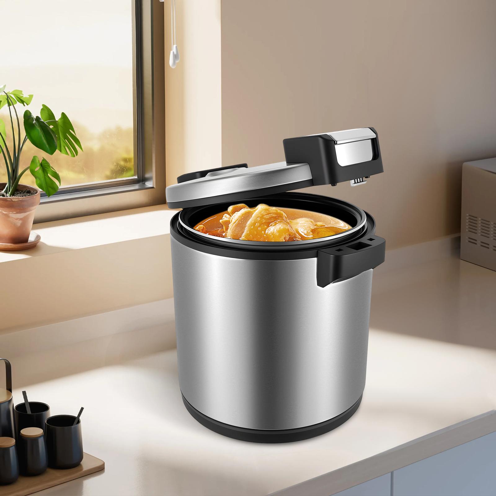 23L Large Capacity Electric Rice Warmer,Stainless Steel Food Warmer w/ 2 Gears,6 Gallon Commercial Grade Thermal Rice Container серебряный