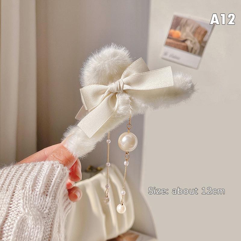 Plush Claw Bow Tassel Hairpin Best Claw Clips For Thick Hair Women Accessories