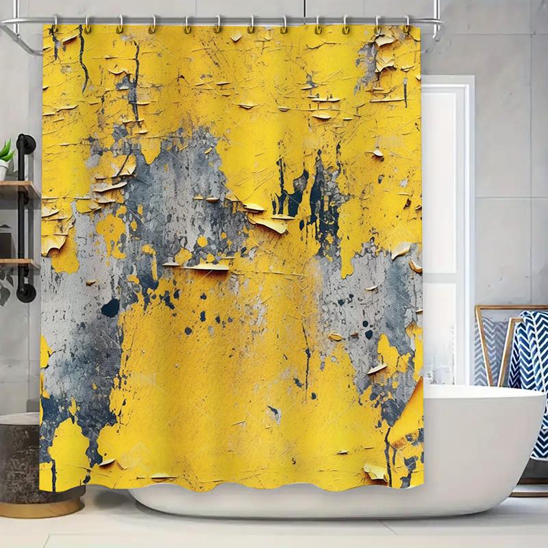 

Yellow Peel Wall Shower Curtain Waterproof Polyester Bathroom Decorative Liner Modern Abstract Print Home Decoration W60H190(CM)-1 Pcs