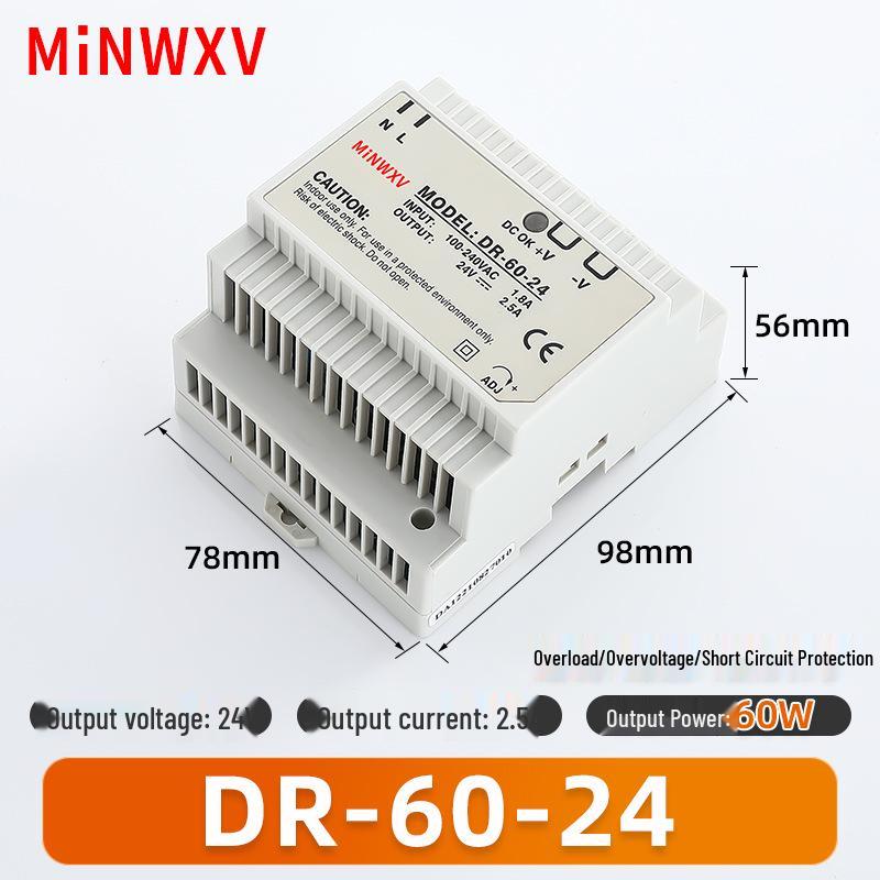 Ultra-Thin DIN Rail Mounted Power Supply, 12V/24V for Industrial Monitoring