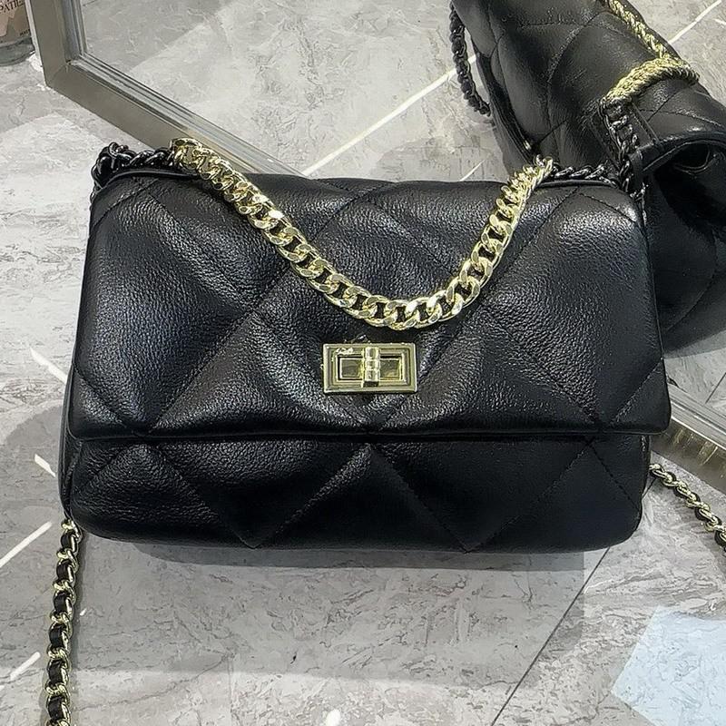 2025 Neuer Stil Rindsleder Ring-Gitter Ketten Tasche Kleine Quadratische Wolke Einzel-Schulter Cross-body Handtasche Damen
