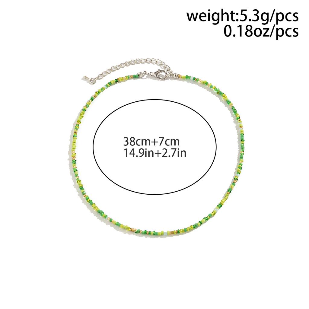 Salircon Bohemian Mixed Color Seed Bead Clavicle Necklace Trend Acrylic Rice Bead Beaded Choker Women's Summer Beach Jewelry