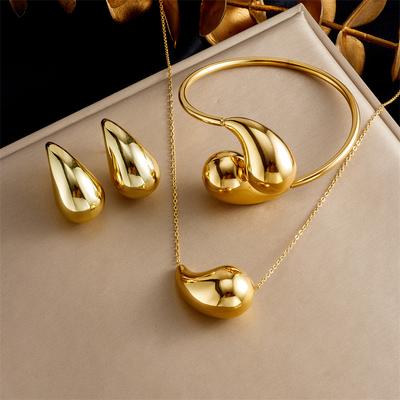 Fashion Personality Premium Hollow Drop Pendant Earrings Bracelet Necklace Set