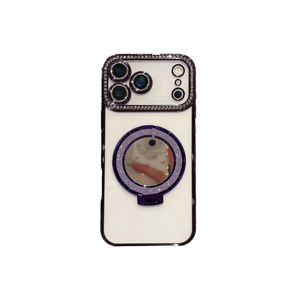 Lux Crystal Lens Case with Mirror Stand, Compatible with iPhone 13-17 Series