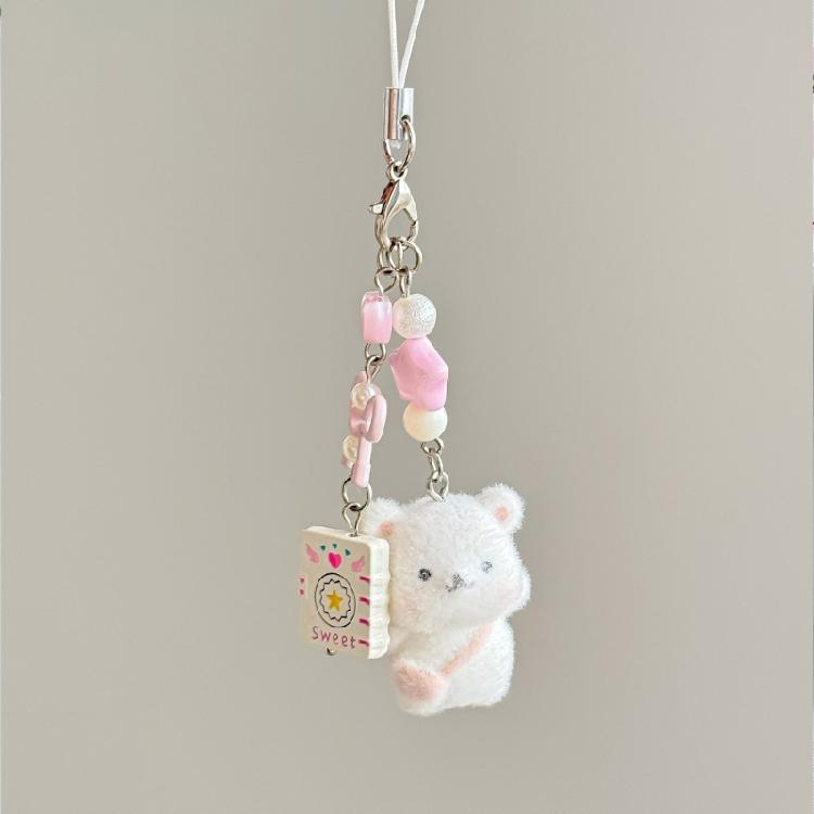 Cozy Flocking Bear Keychain Premium Soft Texture Decorative Bag Keyring Sturdy Construction Perfect Surprise Gift