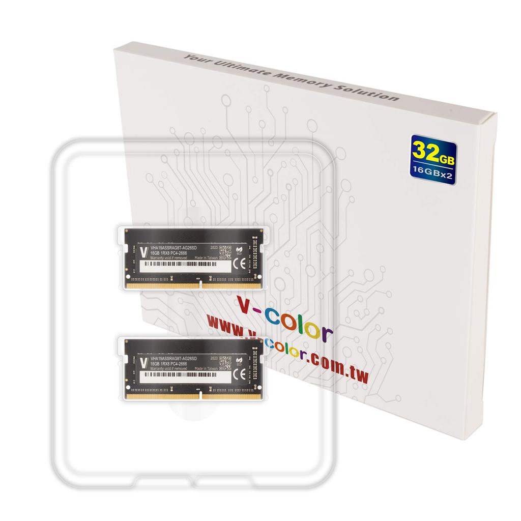 v-color Hynix IC Notebook PC Memory DDR4 2666MHz PC4-21300 32GB (16GB x 2) SO-DIMM 2Gx8 1.2V CL19 iMac Compatible TN416G26D819K-VC