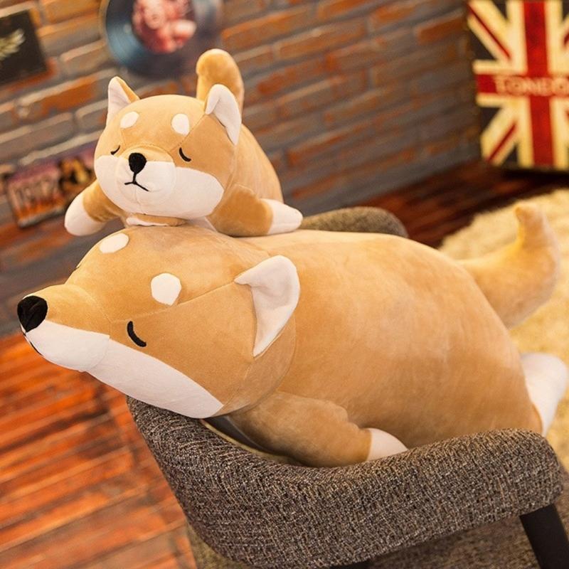 Long Cartoon Shiba Dog Plushie Pillow Stuffed Animals Pillows Cute for Sleeping Hugging Soft Toy Kids Adults Gift