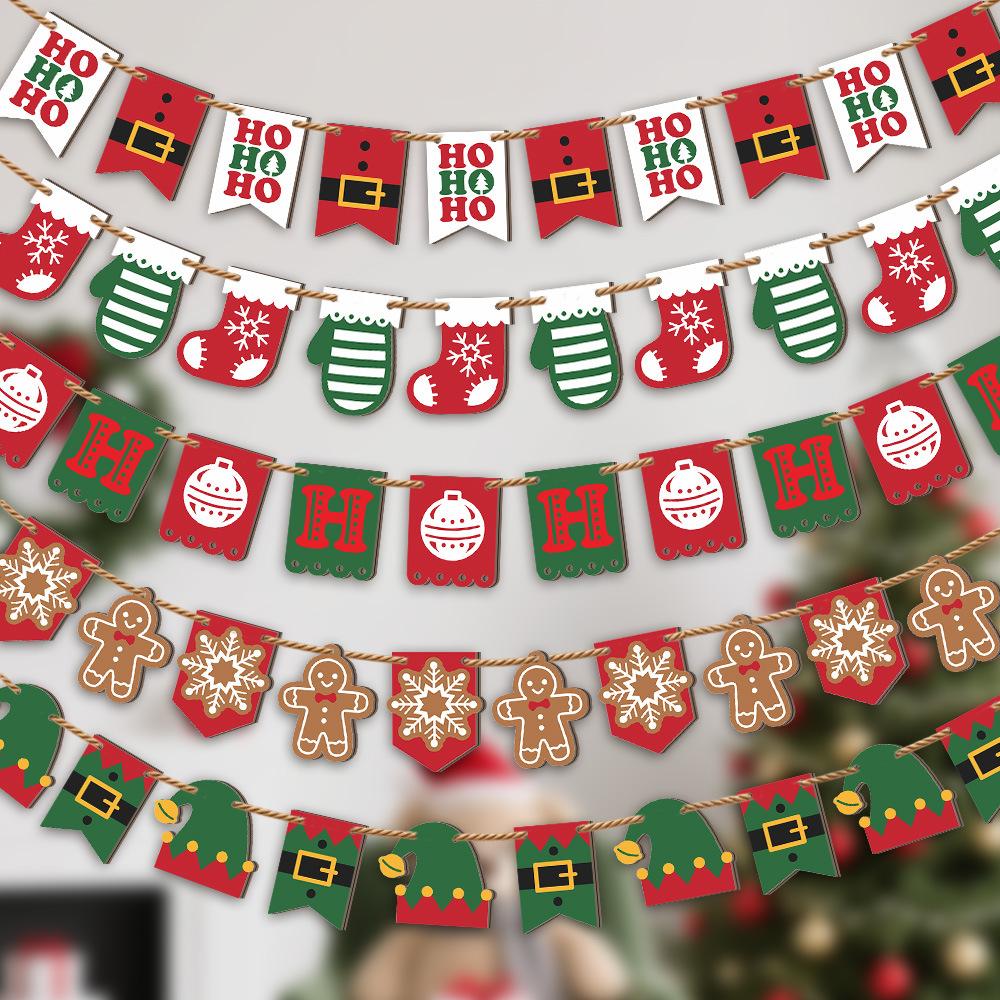 

2D Christmas Decorations Wooden Christmas Flags For Shopping Malls, Shops, Corridors, And Aisles. Wooden Christmas Tree Hanging Flags One Size