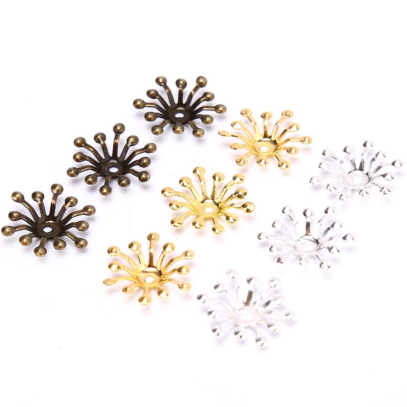 50Pcs Vintage Filigree Flower Wraps Connectors Metal Crafts Handmade Diy Jewelry