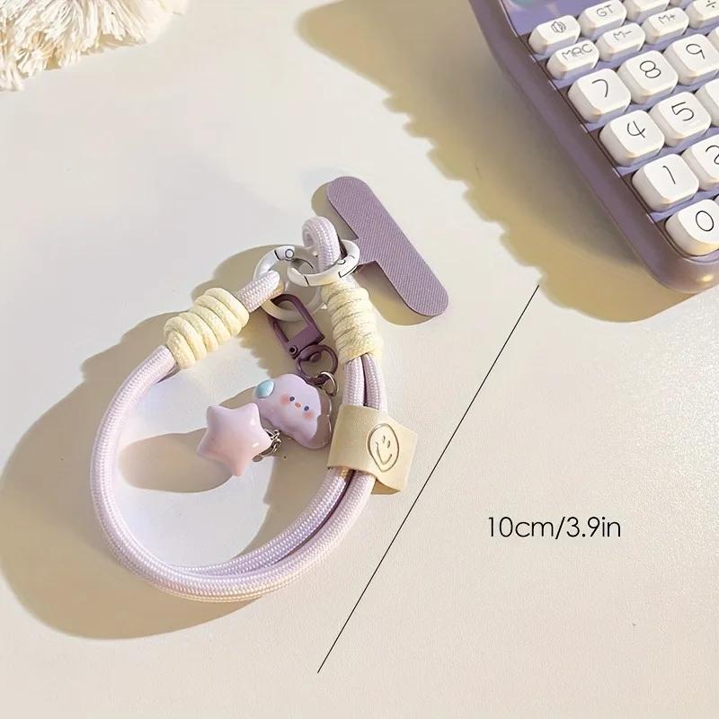 Cute INS Creamy Style Cartoon Cloud Keychain Bracelet Girly Portable Phone Wrist Strap Key Chain And Anti Drop Carrying Strap