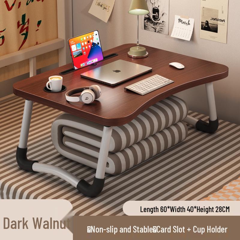 Folding Bedside Desk/Table for Laptop & Study - Bay Window, Bedroom, or Pit Use with Large Brackets