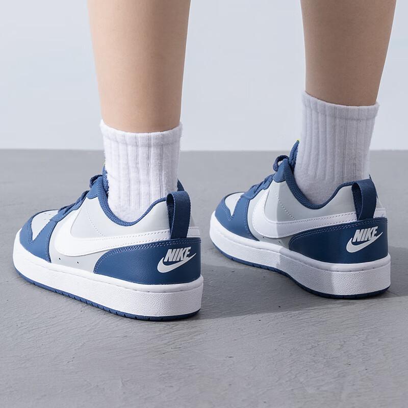 Nike Court Borough Low 2 GS Gris Brume Marine Mystique Chaussures de Sport pour Enfants Vert Atomique Blanc BQ5448-016