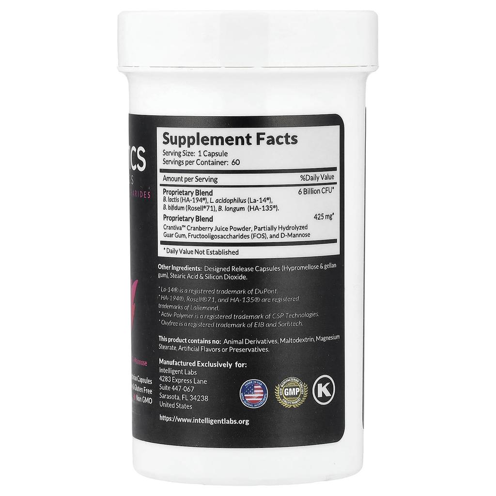 Intelligent Labs, Probiotica & Prebiotica voor Vrouwen met Fructooligosacchariden, 60 Plantaardige Capsules