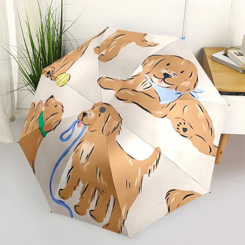 

1pc Golden Retriever Automatic Folding Umbrella - 8-Rib Automatic Open/Close, Portable Collapsible Compact Umbrella yy251218050