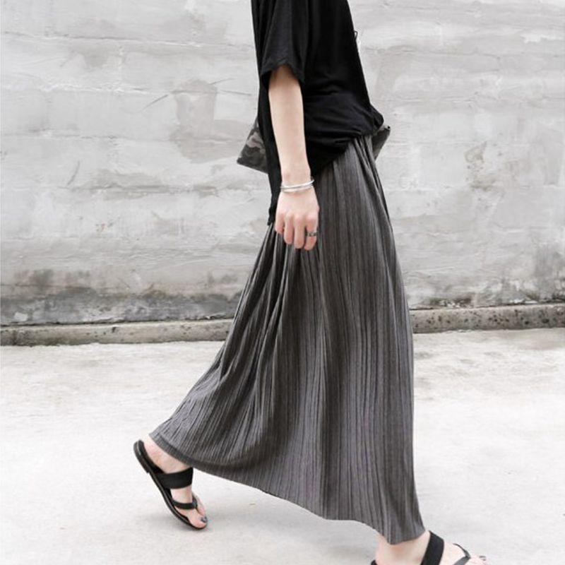 Summer Women's Casual Fashion Plus Size Loose Retro High-waisted Mid-length Skirt Female Pleated Skirt