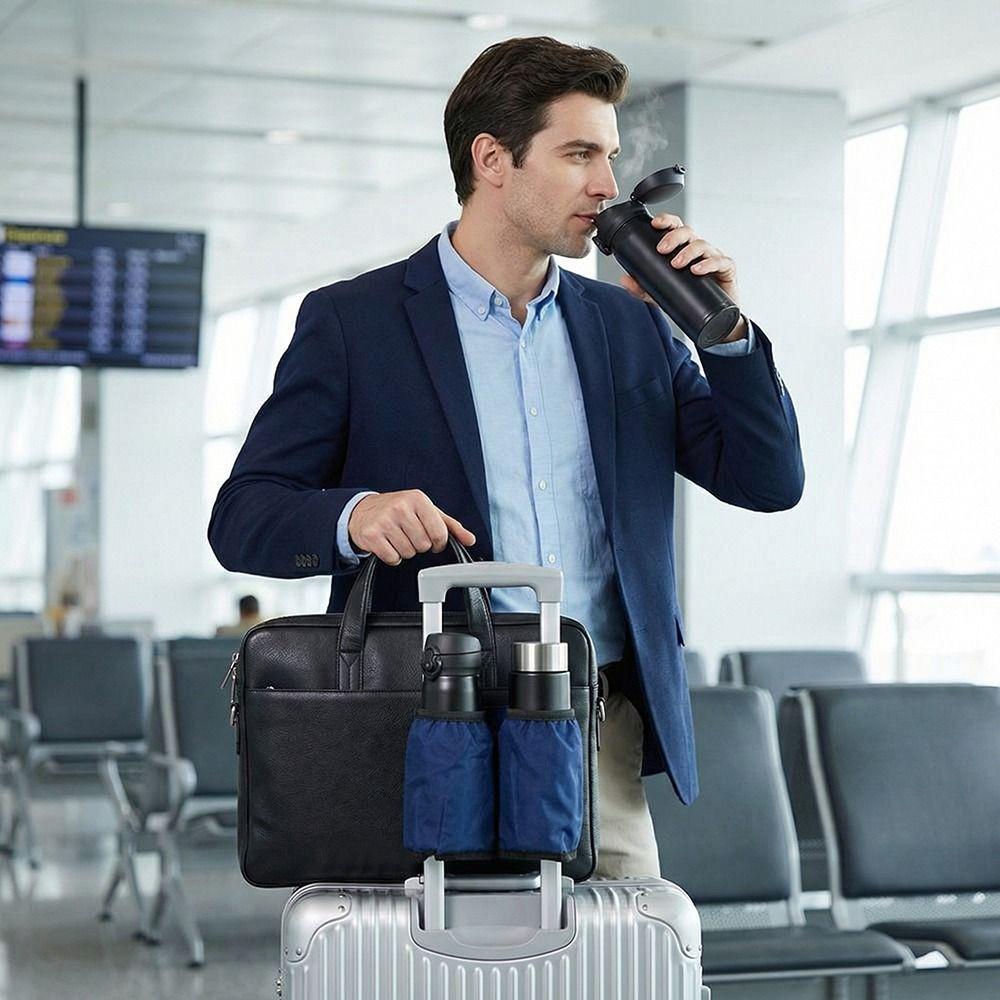 Hands-Free Design Luggage Cup Holder Fits All Handles Foldable Suitcase Drink Bag Easy Installation Space Saving