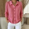 Dames gebreide vest trui met knopen Herfst Winter 2026 Effen kleur Casual Lange mouwen Bovenkleding