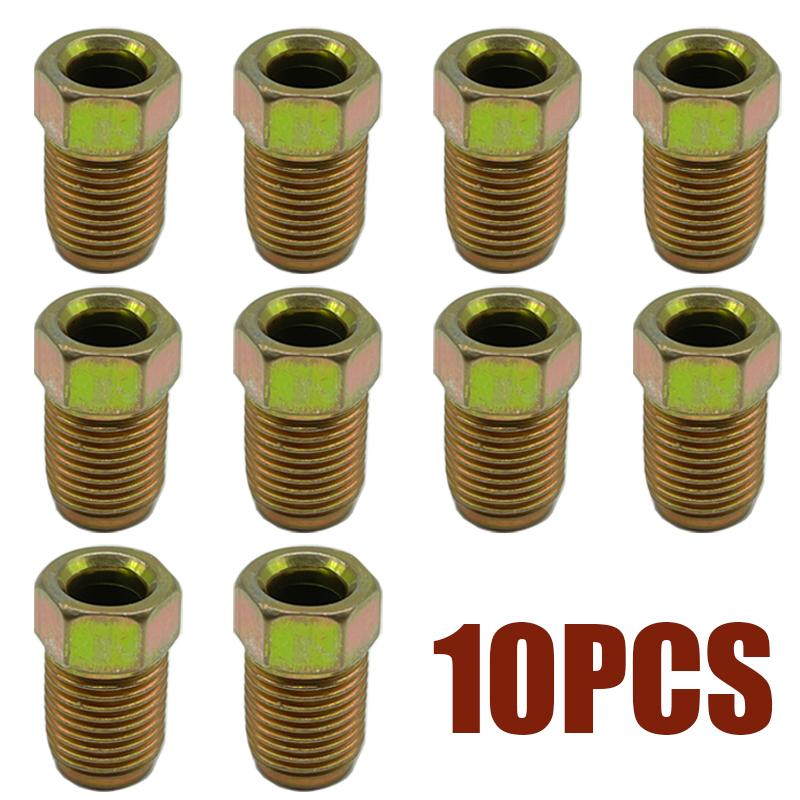 10Pcs M10x1.0 Brake Line Fittings Set For 3/16" Tube Inverted Flares Metric End Union Nuts Male Short Brake Pipe Screw Bolts
