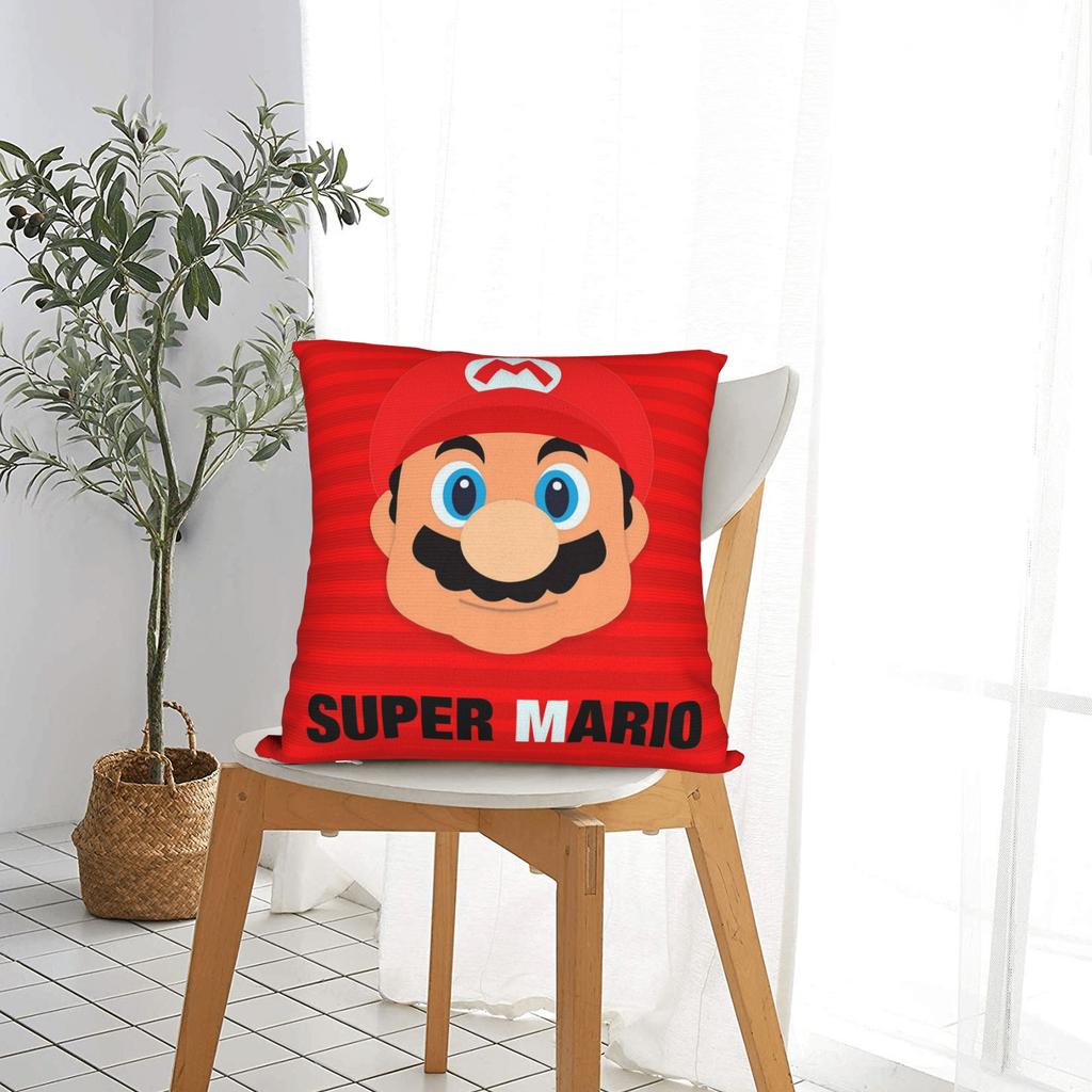 Marios Pillowcase Polyester Cushion Cover Decoration Video Games Throw Pillow Case Cover Home Zippered 18'
