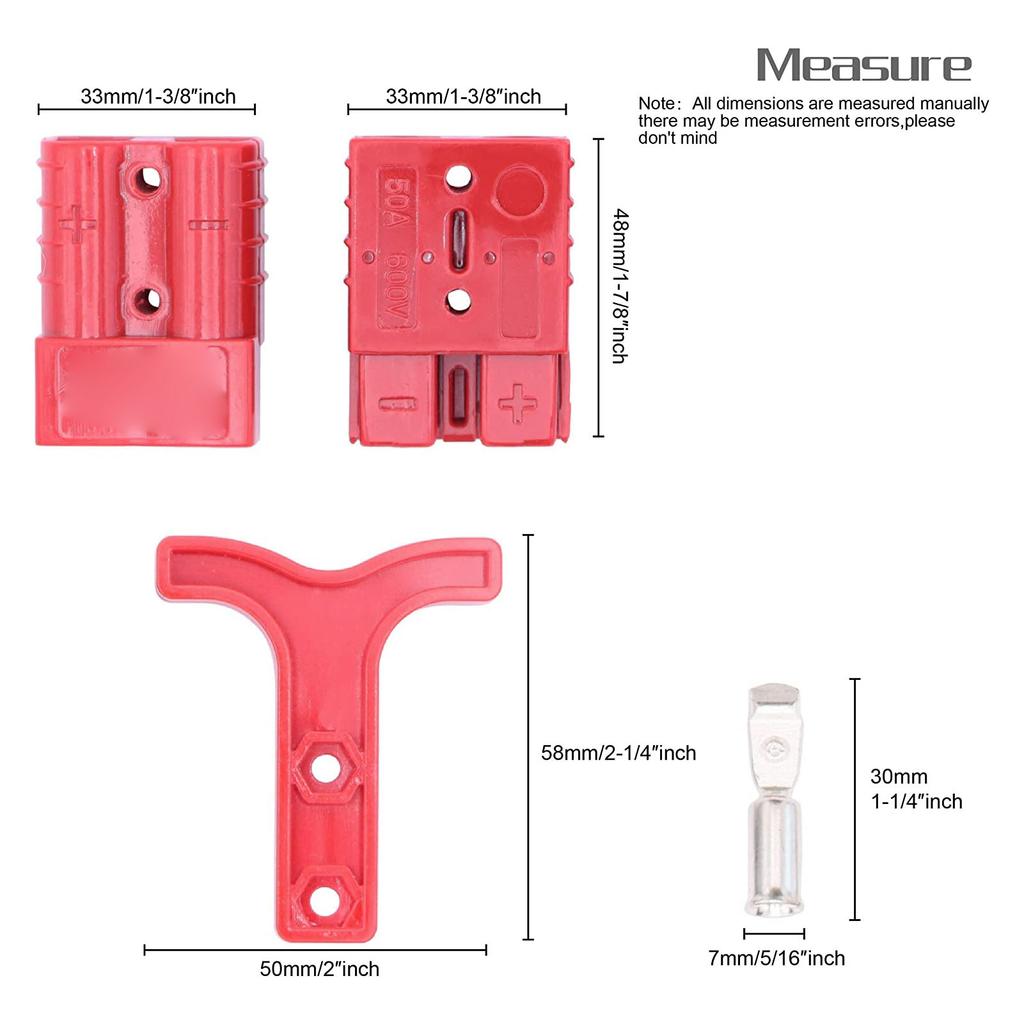 Battery Quick Connect Disconnect Electrical Plug for Recovery Winch with Handle 50A 12‑36VDC