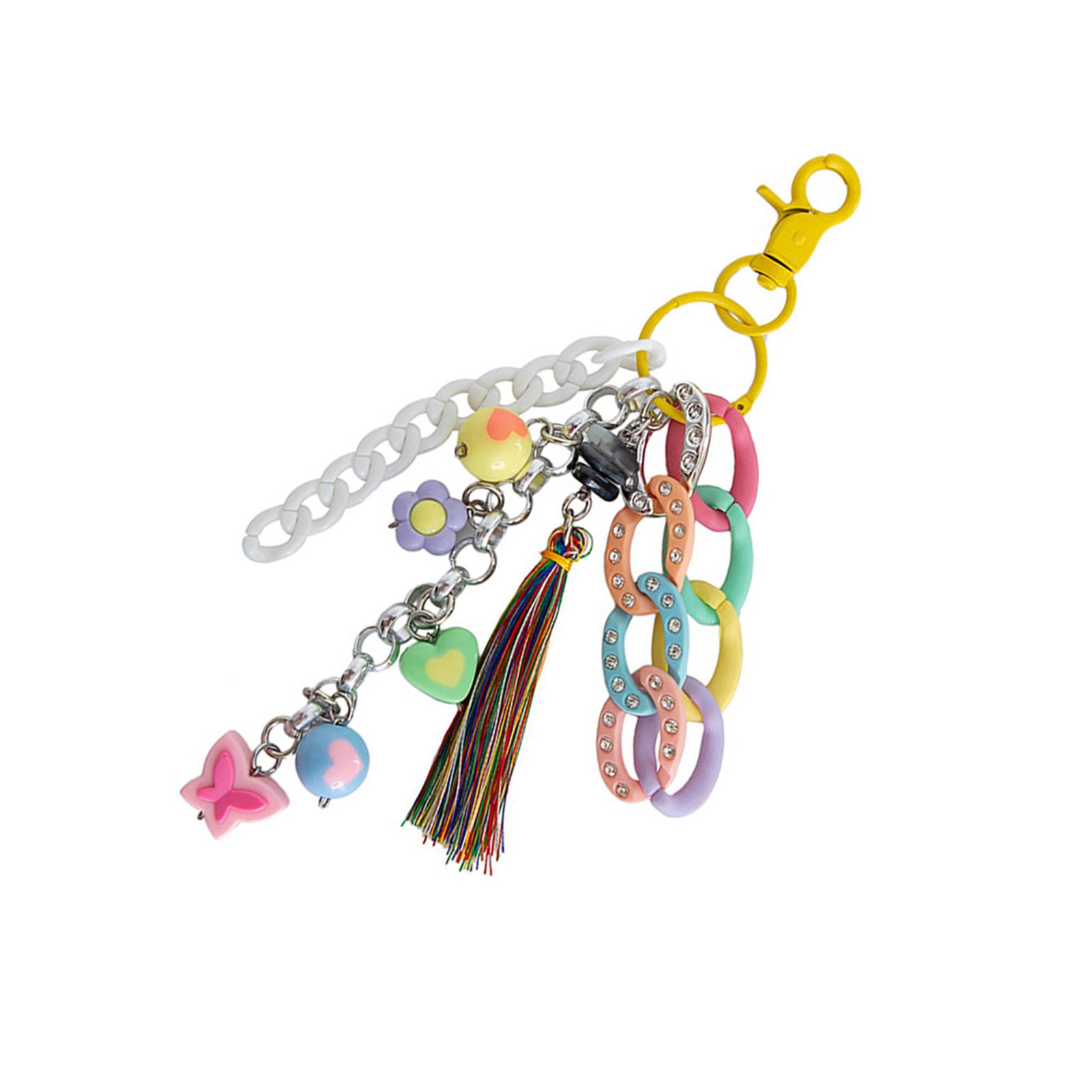 

Trendy Acrylic Beaded Fringe Keychain Handmade Acrylic Key Decoration with Tassels Sophisticated Keyring Gift for Teens жёлтый